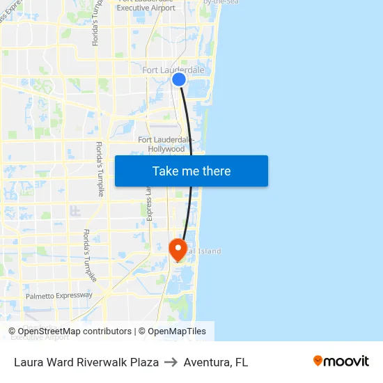 Laura Ward Riverwalk Plaza to Aventura, FL map