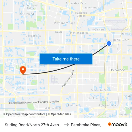 Stirling Road/North 27th Avenue to Pembroke Pines, FL map