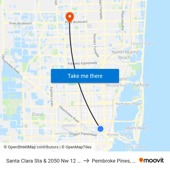 Santa Clara Sta & 2050 Nw 12 Av to Pembroke Pines, FL map