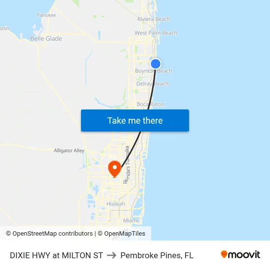 DIXIE HWY at MILTON ST to Pembroke Pines, FL map
