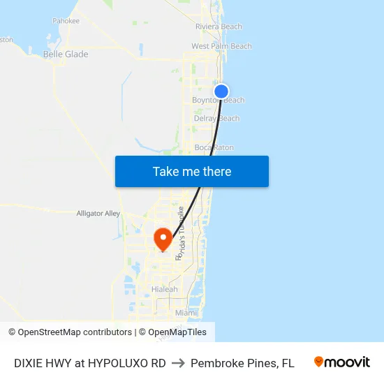 DIXIE HWY at HYPOLUXO RD to Pembroke Pines, FL map