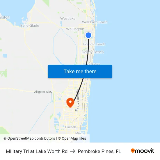 Military Trl at Lake Worth Rd to Pembroke Pines, FL map