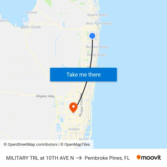 MILITARY TRL at 10TH AVE N to Pembroke Pines, FL map