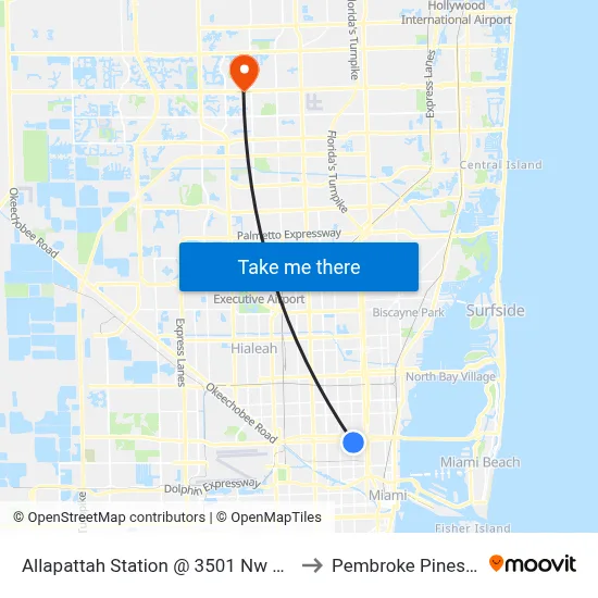Allapattah Station @ 3501 Nw 12 Av to Pembroke Pines, FL map
