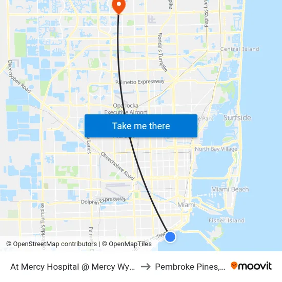 At Mercy Hospital @ Mercy Wy Exit to Pembroke Pines, FL map