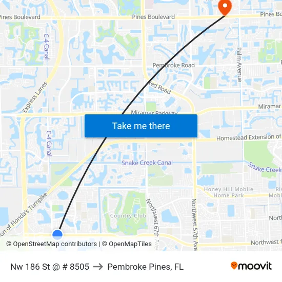 Nw 186 St @ # 8505 to Pembroke Pines, FL map