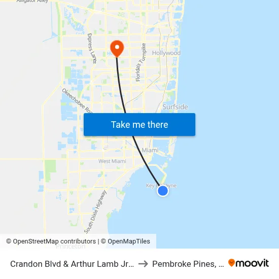 Crandon Blvd & Arthur Lamb Jr Rd to Pembroke Pines, FL map