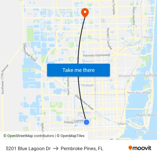 5201 Blue Lagoon Dr to Pembroke Pines, FL map