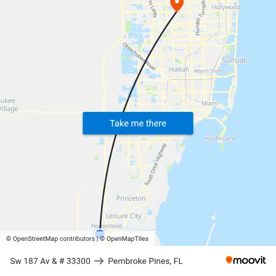 Sw 187 Av & # 33300 to Pembroke Pines, FL map