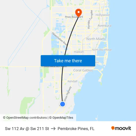 Sw 112 Av @ Sw 211 St to Pembroke Pines, FL map