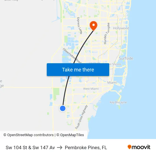 Sw 104 St & Sw 147 Av to Pembroke Pines, FL map