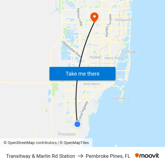 Transitway & Marlin Rd Station to Pembroke Pines, FL map