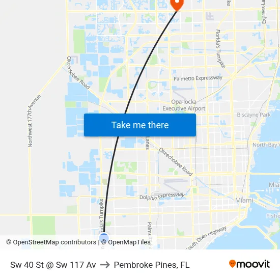 Sw 40 St @ Sw 117 Av to Pembroke Pines, FL map