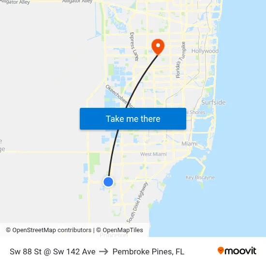 Sw 88 St @ Sw 142 Ave to Pembroke Pines, FL map
