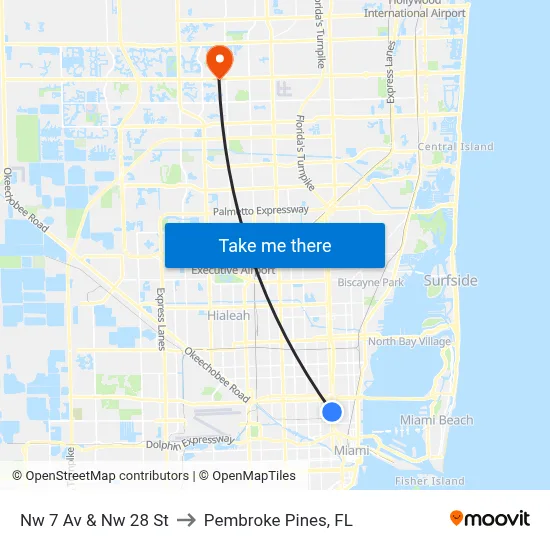 Nw 7 Av & Nw 28 St to Pembroke Pines, FL map
