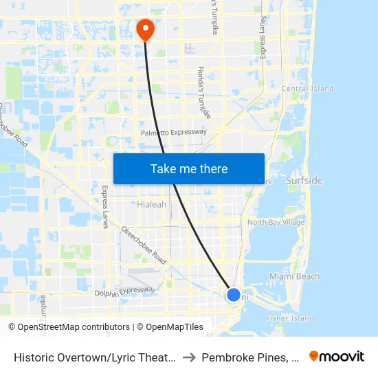 Historic Overtown/Lyric Theatre to Pembroke Pines, FL map