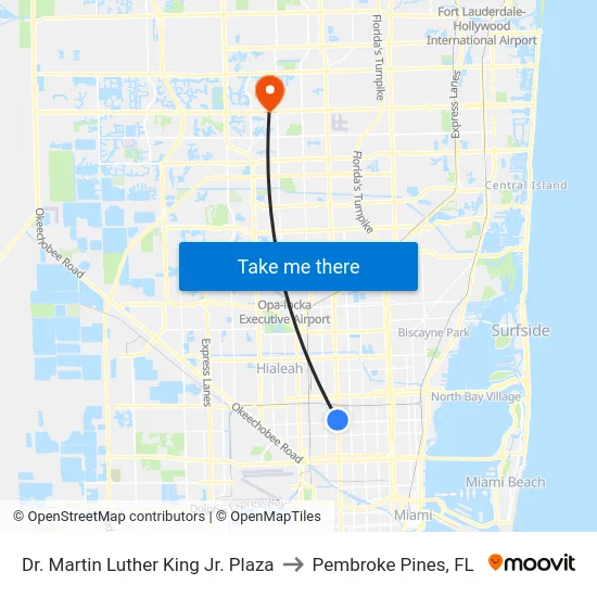 Dr. Martin Luther King Jr. Plaza to Pembroke Pines, FL map