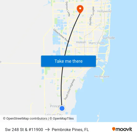 Sw 248 St & #11900 to Pembroke Pines, FL map