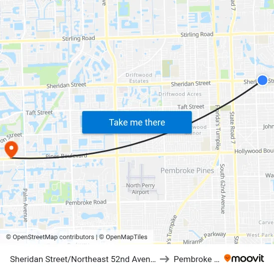 Sheridan Street/Northeast 52nd Avenue - (Sheridan Technical) to Pembroke Pines, FL map