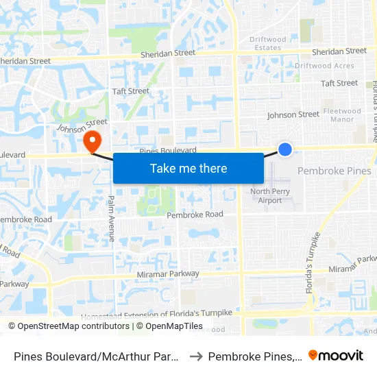 Pines Boulevard/McArthur Parkway to Pembroke Pines, FL map
