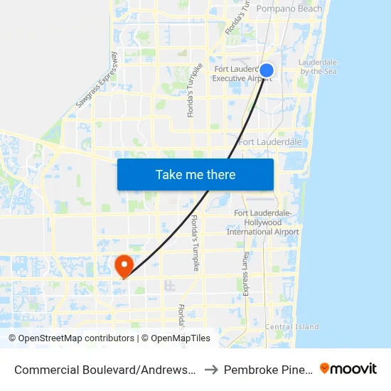 Commercial Boulevard/Andrews Avenue to Pembroke Pines, FL map