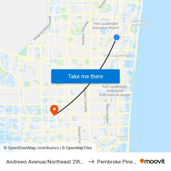 Andrews Avenue/Northeast 29th Street to Pembroke Pines, FL map