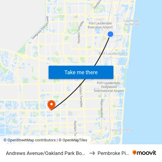 Andrews Avenue/Oakland Park Boulevard (North) to Pembroke Pines, FL map