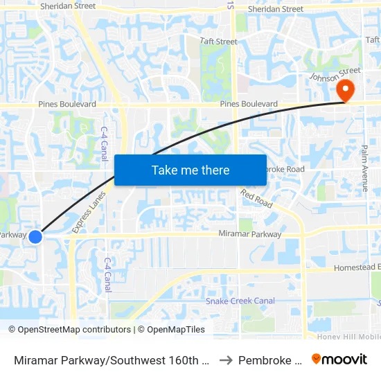 Miramar Parkway/Southwest 160th Avenue - (Dykes Road) to Pembroke Pines, FL map