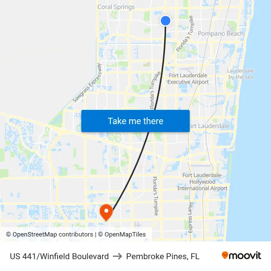 US 441/Winfield Boulevard to Pembroke Pines, FL map