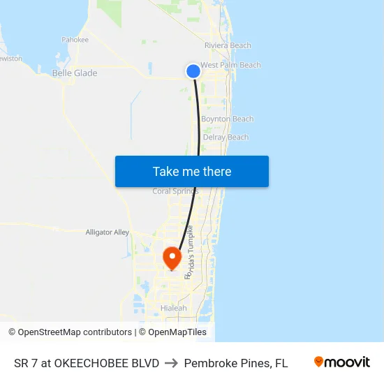 SR 7 at  OKEECHOBEE BLVD to Pembroke Pines, FL map