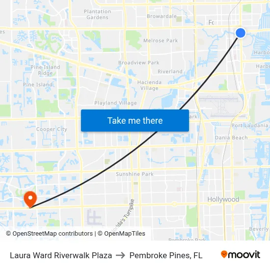 Laura Ward Riverwalk Plaza to Pembroke Pines, FL map