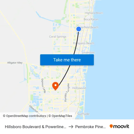 Hillsboro Boulevard & Powerline Road to Pembroke Pines, FL map