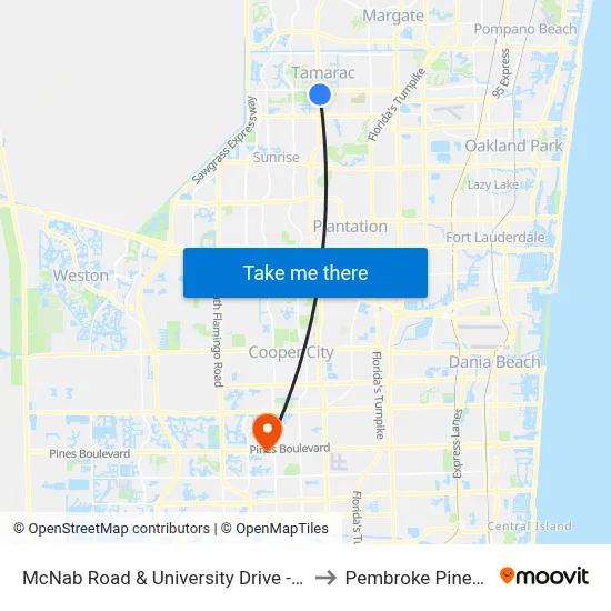 McNab Road & University Drive - (CVS) to Pembroke Pines, FL map