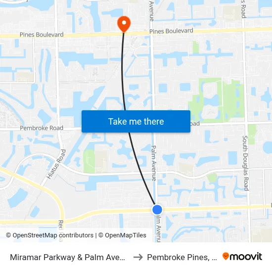 Miramar Parkway & Palm Avenue to Pembroke Pines, FL map