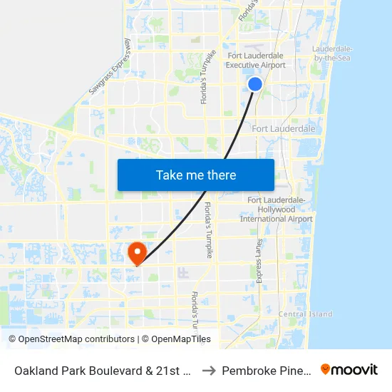 Oakland Park Boulevard & 21st Avenue to Pembroke Pines, FL map