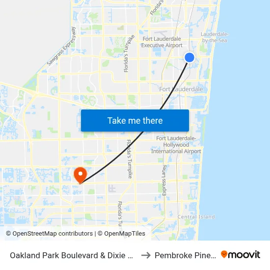 Oakland Park Boulevard & Dixie Highway to Pembroke Pines, FL map