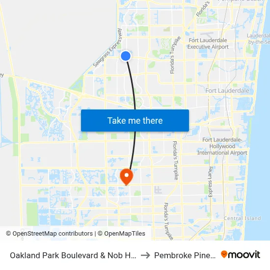 Oakland Park Boulevard & Nob Hill Road to Pembroke Pines, FL map