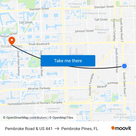 Pembroke Road & US 441 to Pembroke Pines, FL map