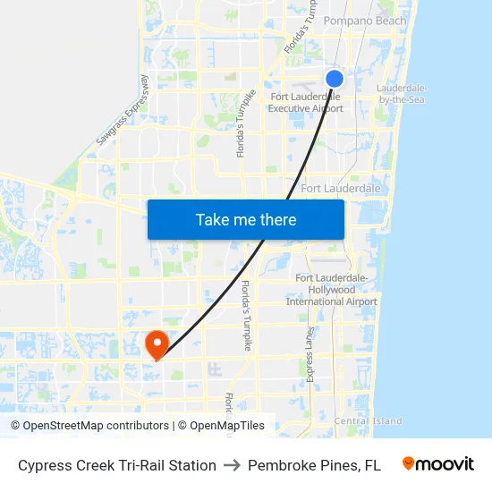 Cypress Creek Tri-Rail Station to Pembroke Pines, FL map