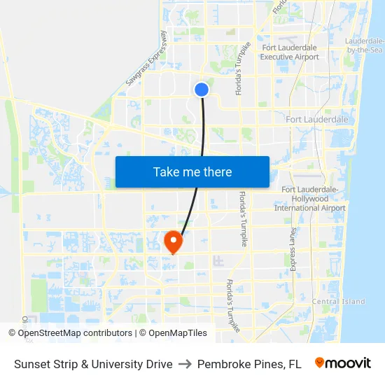 Sunset Strip & University Drive to Pembroke Pines, FL map