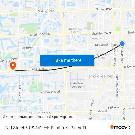 Taft Street & US 441 to Pembroke Pines, FL map