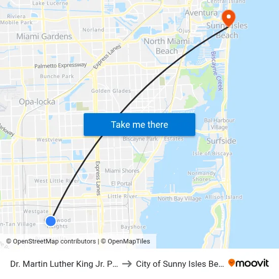 Dr. Martin Luther King Jr. Plaza to City of Sunny Isles Beach map