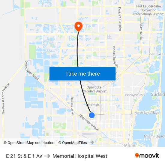 E 21 St & E 1 Av to Memorial Hospital West map