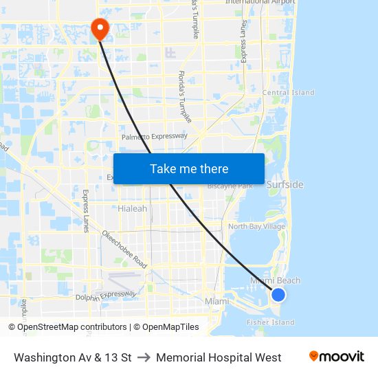 Washington Av & 13 St to Memorial Hospital West map