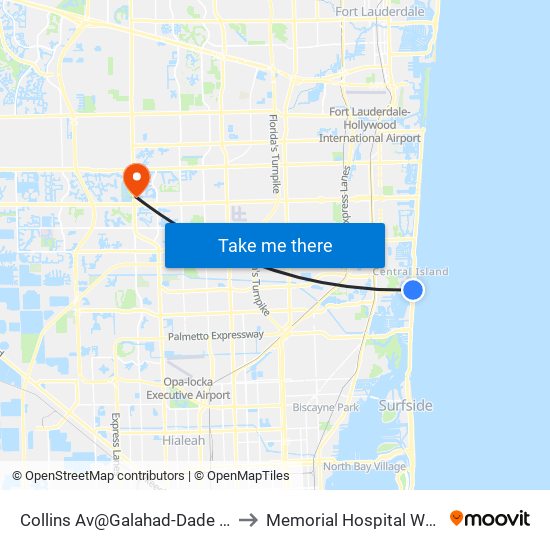 Collins Av@Galahad-Dade Bd to Memorial Hospital West map