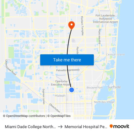 Miami Dade College North Campus to Memorial Hospital Pembroke map