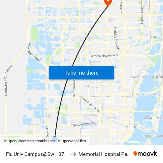 Fiu Univ Campus@Sw 107 Av-17 St to Memorial Hospital Pembroke map