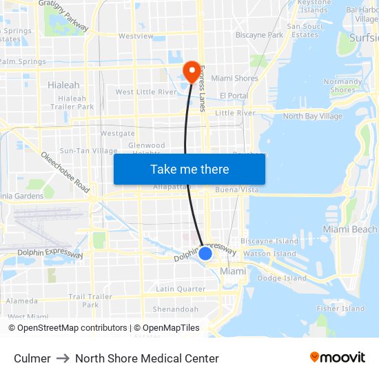 Culmer to North Shore Medical Center map