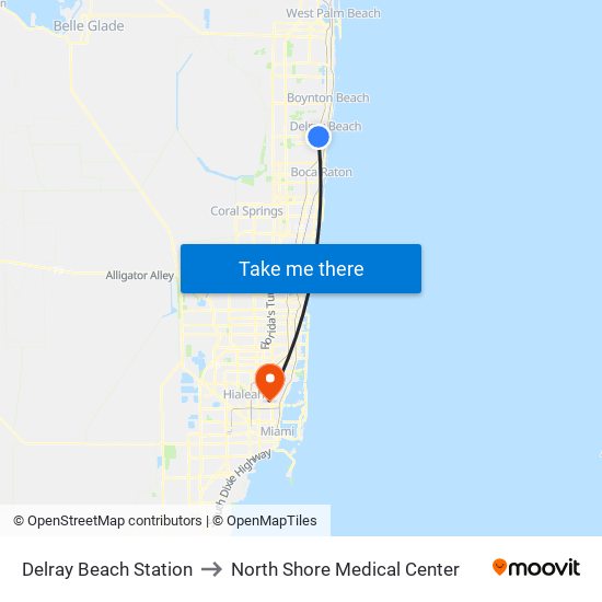 Delray Beach Station to North Shore Medical Center map