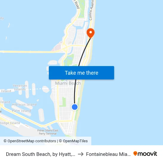 Dream South Beach, by Hyatt, Miami Beach to Fontainebleau Miami Beach map